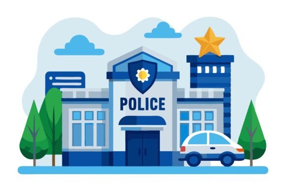 City Police Station Department Building Illustration Set: Practical Insights for Creative Projects