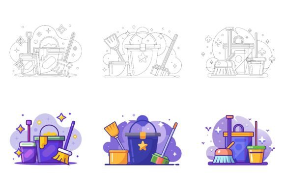 Cleaner Equipment Icons Set Cartoon Vect: A Practical and Playful Resource for Visual Projects