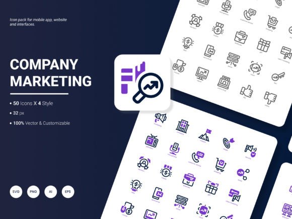 Company Marketing Icon Pack: 200 Stylish Icons