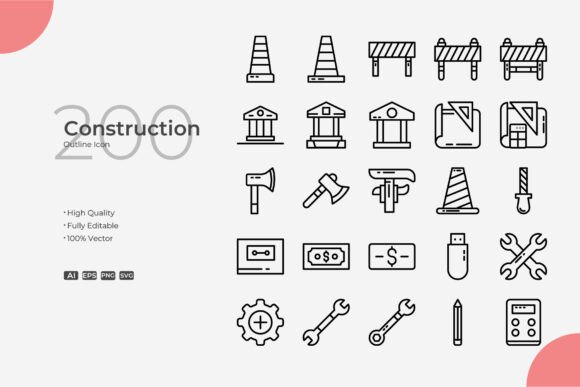 Construction Line Icon Set: Simple, Clean & Versatile