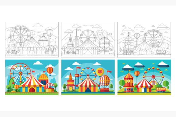 Discovering the Village Fair AI EPS Illustration Collection