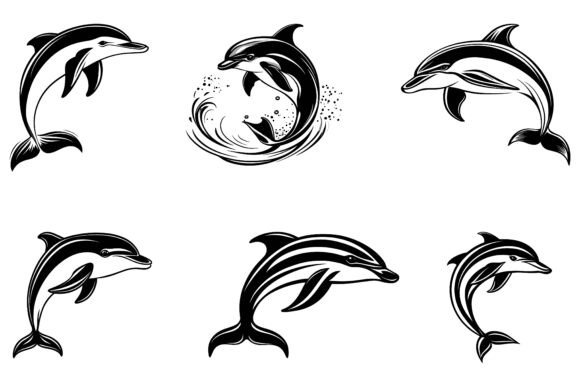 Dive Into Marine Creativity with the Dolphins and Sea Creatures Vector Set