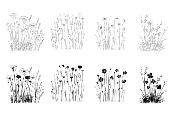 Grass Silhouettes Backgrounds Set: Endless Possibilities for Visual Storytelling