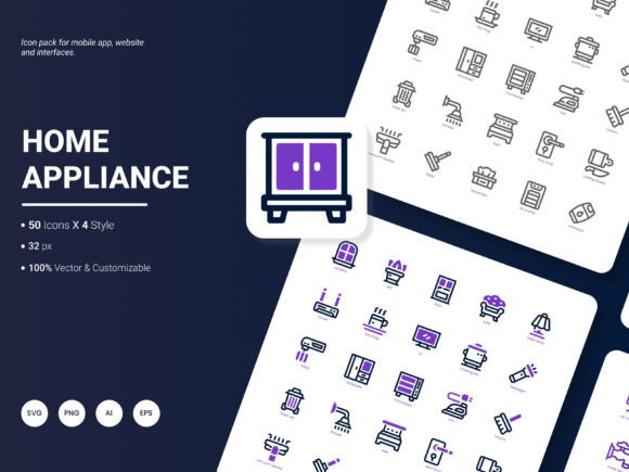 Home Appliance Icon Pack: 200 Modern Design Icons