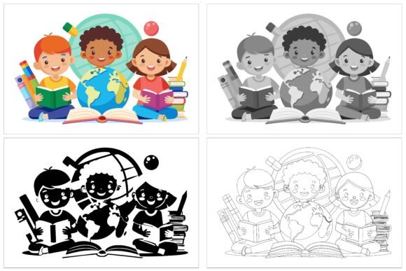 Kids Read Book: A Versatile Vector Illustration Collection for Every Creative Project