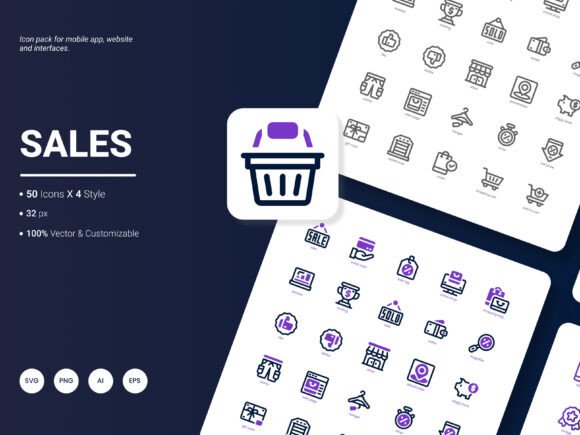Sales Icon Pack: A Practical Collection of 200 Stylish Icons for Modern Projects