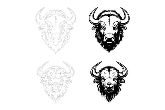 Vector Cow Cattle Head Set Design
